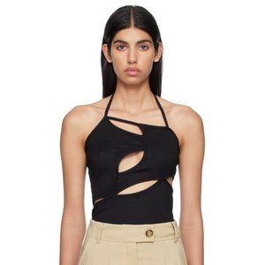 J KOO Black Cutout Tank Top